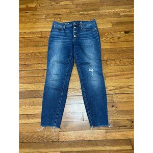 J. Crew Womens Toothpick Ankle Skinny Jeans Sz 30 Blue Stretch Denim Button Fly